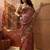 Purple viscose silk position print saree with contrast blouse piece