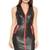 Women’s genuine lambskin black dresssleeveless front zip dress for women