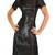 Women’s genuine lambskin black dresscover button dress for women