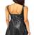 Sweetheart neckline sleeveless genuine black leather sexy dress