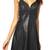 Sweetheart neckline sleeveless genuine black leather sexy dress