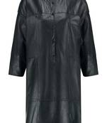 Women’s genuine lambskin black dressfront button dress