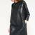 Women’s genuine lambskin black dressfront button dress