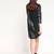 Women’s genuine lambskin black dressfront button dress