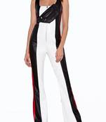 Women’s white soft lambskin leather utility jumpsuit