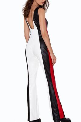 Women’s white soft lambskin leather utility jumpsuit 2