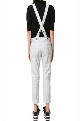 Women’s white soft lambskin leather utility jumpsuit for women 2