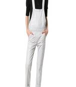 Women’s white soft lambskin leather utility jumpsuit for women