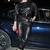 Women’s black soft lambskin leather utility jumpsuit