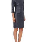 Women’s genuine lambskin navy blue dressparty dress