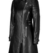 Women’s genuine lambskin black dresslong sleeve dress