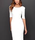 Women’s genuine lambskin white dressshort sleeve dress