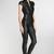 Women’s black soft lambskin leather utility jumpsuit cap sleeve