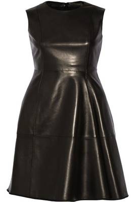 Women’s genuine lambskin black dresssleeveless dress 1