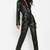 Women’s black soft lambskin leather utility front button long sleeve jumpsuit