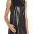 Women’s genuine lambskin black dresshigh-neck dress