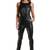 Women’s black soft lambskin leather utility sleeveless jumpsuit