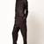 Women’s black soft lambskin leather utility long sleeve stylish jumpsuit