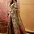 Green viscose silk position print saree with contrast blouse piece