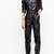 Women’s black soft lambskin leather utility bust pocket stylish jumpsuit