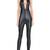 Women’s black soft lambskin leather utility sleeveless sexy jumpsuit