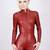 Women’s red soft lambskin leather utility long sleeve sexy jumpsuit