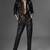 Women’s black soft lambskin leather utility long front button jumpsuit