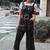 Women’s black soft lambskin leather utility sleeveless with waist belt jumpsuit