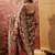 Purple viscose silk position print saree with contrast blouse piece