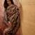 Purple viscose silk position print saree with contrast blouse piece
