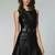 Women’s genuine lambskin black dresssleeveless dress