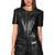 Women’s black soft lambskin leather utility short jumpsuit
