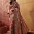 Pink viscose silk position print saree with contrast blouse piece