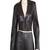 Women’s black soft lambskin leather utility long sleeve leather with waist belt jumpsuit