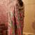 Pink viscose silk position print saree with contrast blouse piece