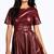 Women’s genuine lambskin burgundy dressfit & flaire short sleeve dress