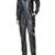 Women’s black soft genuine lambskin leather utility long sleeve snap button jumpsuit