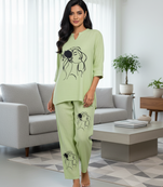 Green floral printed cotton tunic short kurti top for women