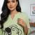 Green floral printed cotton tunic short kurti top for women