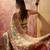 Off white viscose silk position print saree with contrast blouse piece