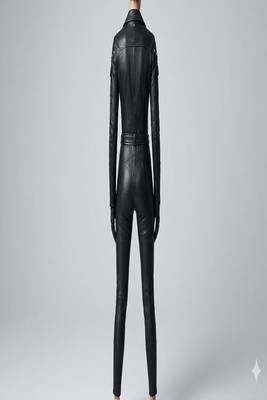 Women’s black soft genuine lambskin leather utility biker zipperjumpsuit 2
