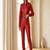 Women’s red soft genuine lambskin leather utility biker zipperjumpsuit