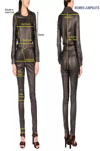 Women’s red soft genuine lambskin leather utility biker zipperjumpsuit