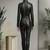 Women’s black soft genuine lambskin leather utility biker zipper stand collar jumpsuit