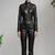 Women’s black soft genuine lambskin leather utility biker zipper stand collar jumpsuit