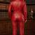 Women’s red soft genuine lambskin leather utility quilted style jumpsuit
