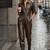 Women’s brown soft genuine lambskin leather utility long sleeve jumpsuit