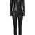Women’s black soft genuine lambskin leather utility long sleeve jumpsuit