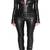 Women’s black soft genuine lambskin leather utility long sleeve jumpsuit