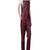Women’s maroon soft genuine lambskin leather utility sleeveless jumpsuit